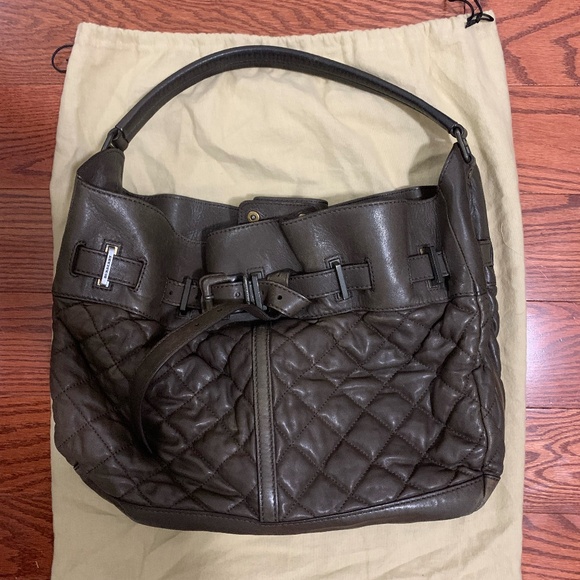 Burberry Handbags - Burberry Quilted Lambskin Hobo Easton Olive Shoulder Bag
